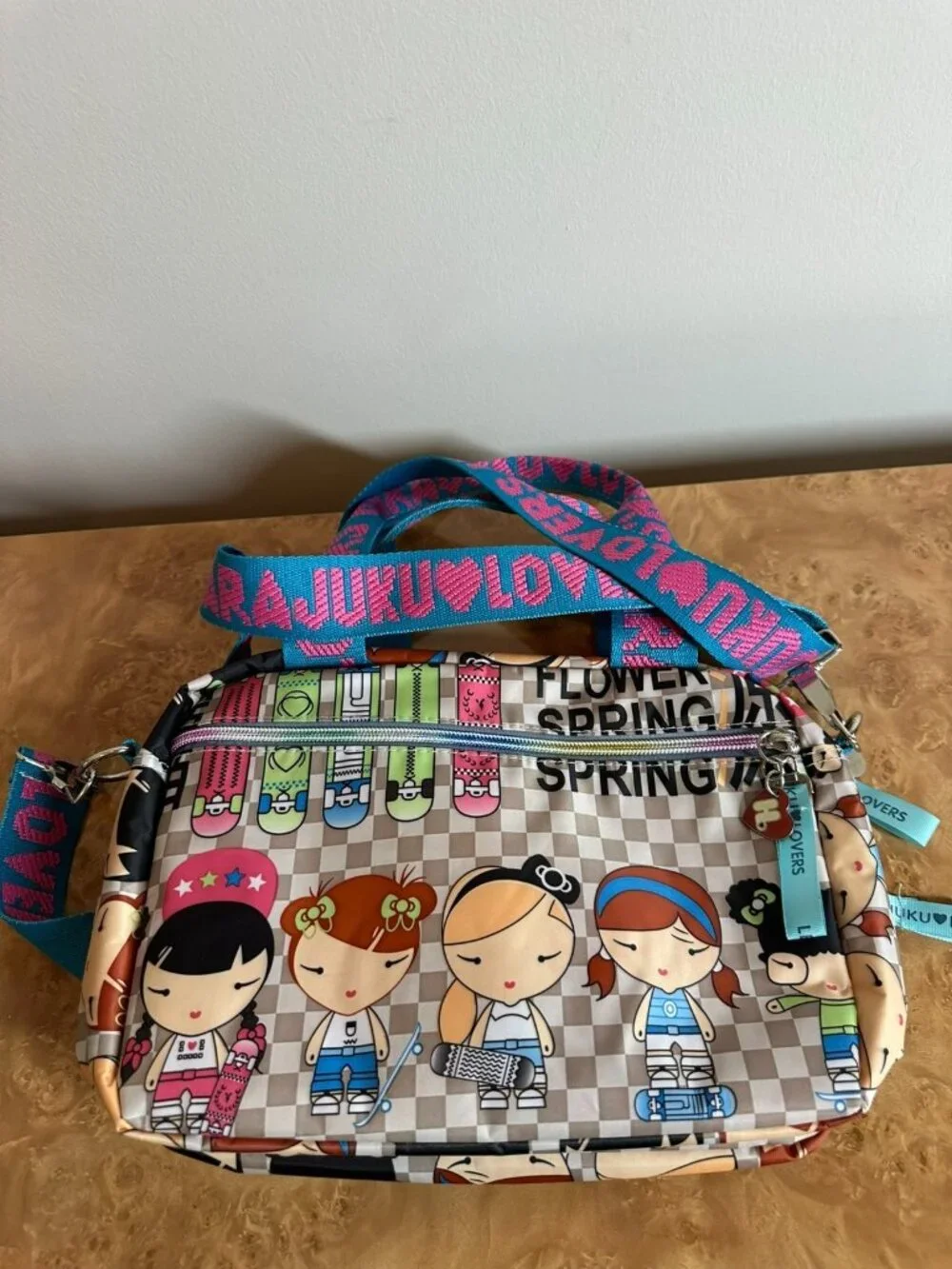 Harajuku Lovers Gwen Stefani Flower Spring Skateboard Satchel Crossbody Bag